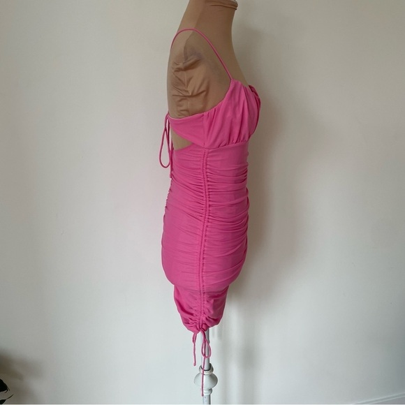 RUMOR Total Time Pink Ruched Open Back Y2K Mini Party Bodycon Dress NWT AU6/US2 - Picture 8 of 12